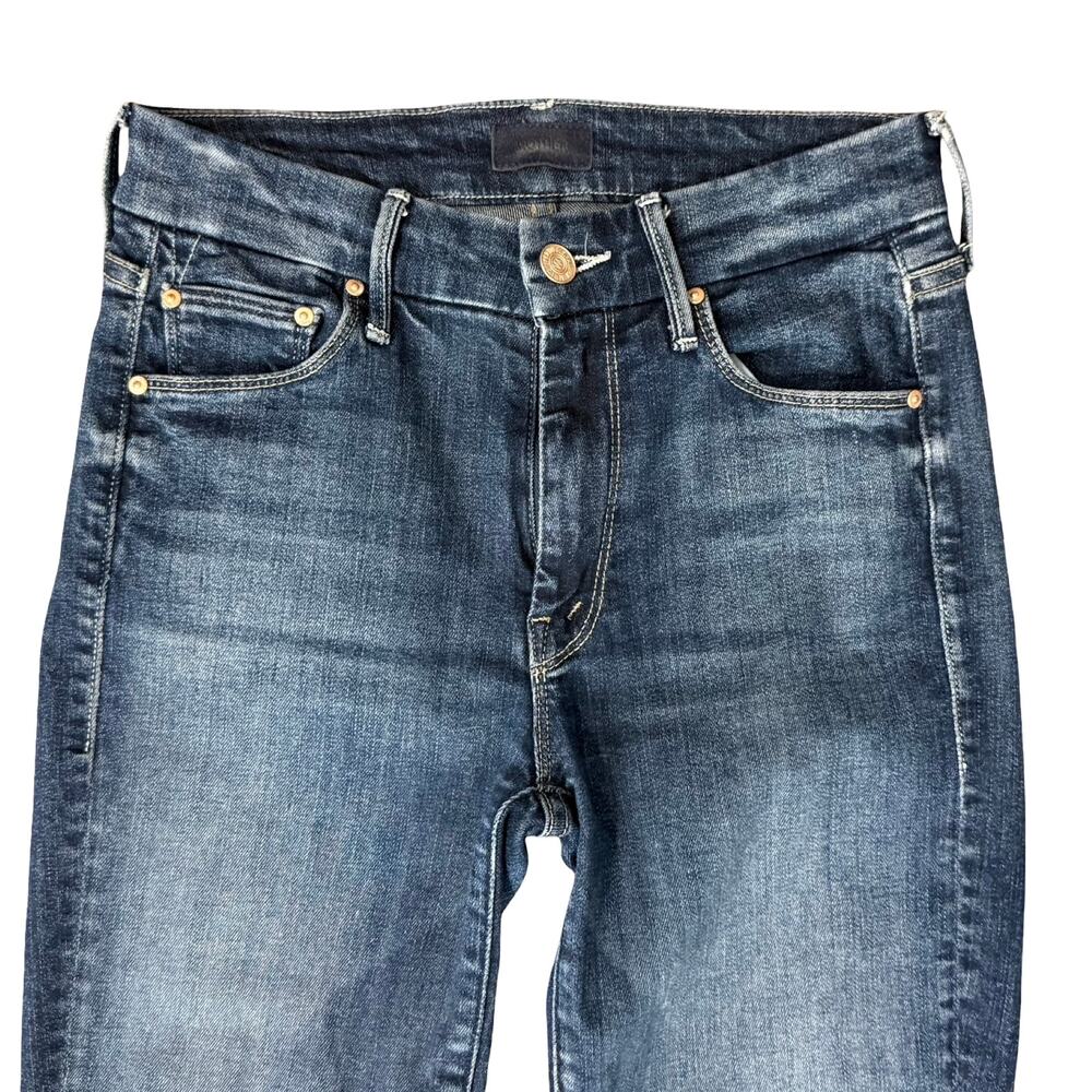 Mother Denim Blue Medium Wash Stretch The Looker Crop On The Edge Size 24 - Picture 12 of 12